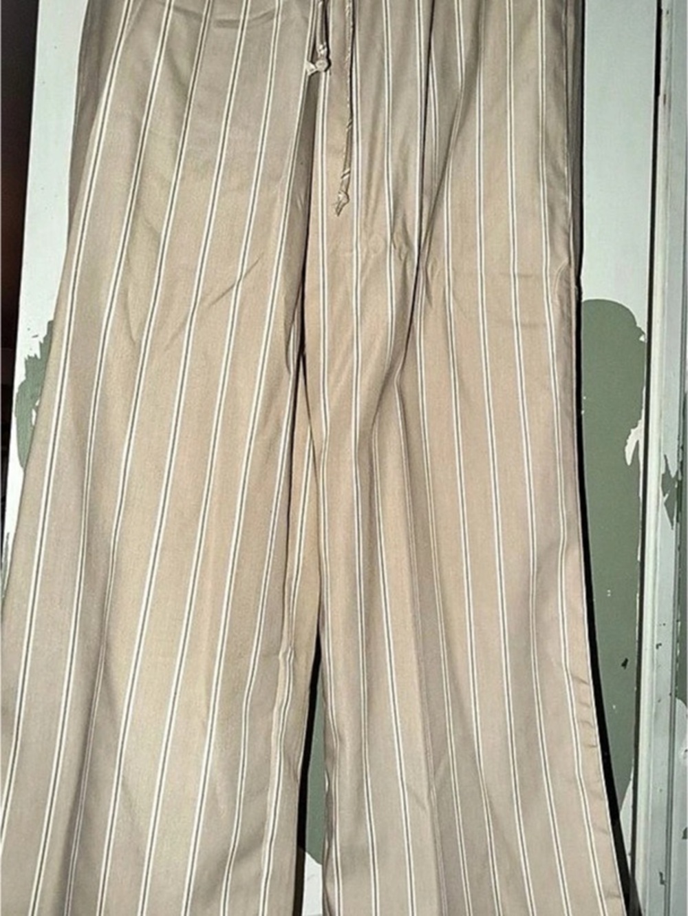 Striped Wide Leg Pants in Beige